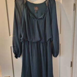 Adrianna Papell Elegant Teal Long Sleeve Dress